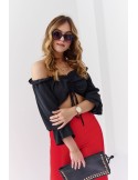 Summer Spanish blouse with ruffles, black 80290 - Online store - Boutique